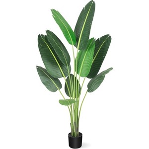 Artificial Bird of Paradise Plant – Realistic Faux Tree with Trunks & Pot, 4/5/6ft Indoor/Outdoor Decor (1 or 2 Pack) - 1 of 4