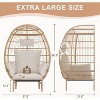 500 Lbs Capacity Oversized Wicker Egg Chair with 5 Cushions, All-Weather Rattan Egg Lounge Chairs for Patio, Backyard, Living Room, Outdoor - 2 of 4