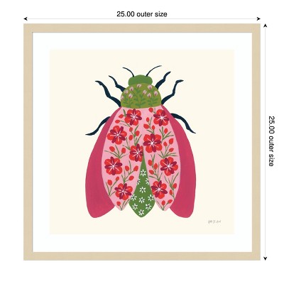 Blooming Beetle II Floral Insect Art Print in Wood Frame