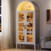 70" Tall Arched Kitchen Pantry Cabinet, Wooden Cupboard Storage Cabinet with Glass Doors & Adjustable Shelves, Freestanding Bookshelf Display Cabinet - 2 of 4