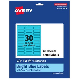 Avery Bright Blue Paper Labels, 0.75" x 2.25" Rectangle - 1 of 4