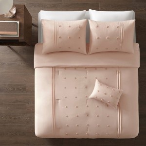 Nerissa Full/Queen 4pc Dot Embroidered Comforter Set Blush