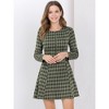 Allegra K Women's Vintage Plaid Houndstooth Long Sleeve Office Zip Front Flare Mini Dress - 4 of 4