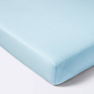 Polyester Rayon Fitted Crib Sheet - Solid Blue - Cloud Island™ - 1 of 4