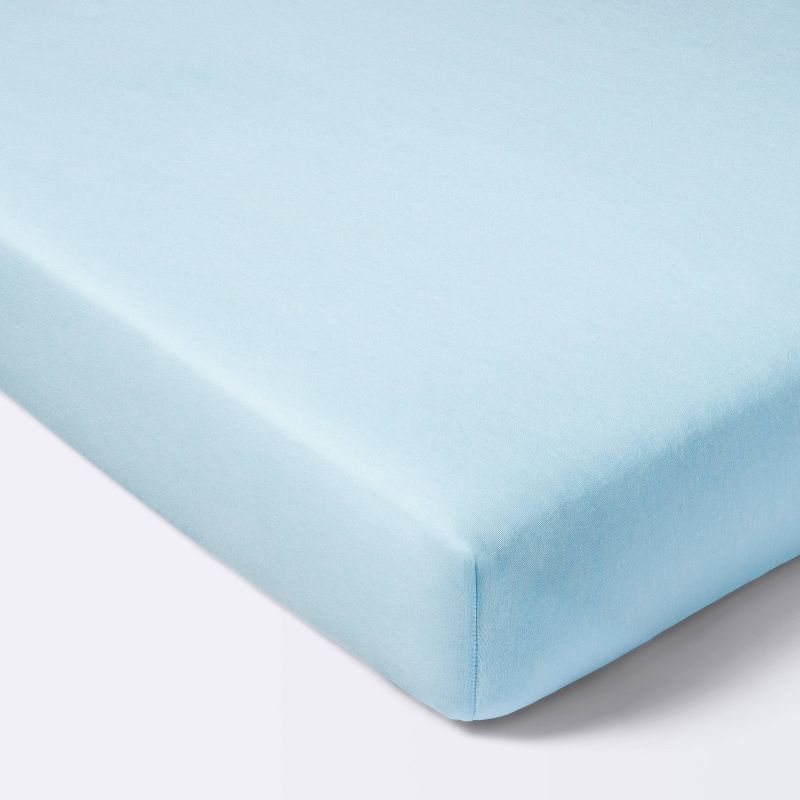 Polyester Rayon Fitted Crib Sheet - Solid Blue - Cloud Island&#8482;, 1 of 6