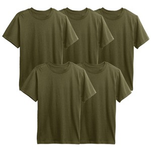 Action Thread Boy's Short Sleeve Crew Neck Premium Soft Cotton Blend T Shirt -5 Pack - 1 of 3