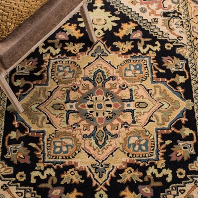 Elegant Black Wool 4' x 6' Hand-Tufted Rectangular Area Rug
