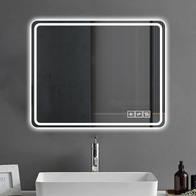 VYNXARIA 40" x 32" LED Bathroom Mirror Vanity Mirrors£¬Wall Mounted Anti-Fog Make Up Mirror with Light 5 mm Copper-Free,Decorative Mirror,Silver