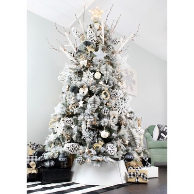 White Enamel Star-Shaped Wood Christmas Ornaments Set