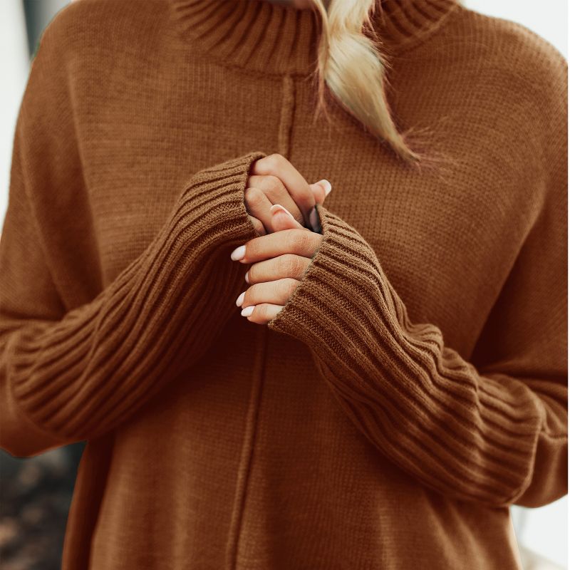 Women's Rib Turtleneck Long Sleeve Sweater - Cupshe, 4 of 5