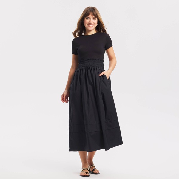 Vestido midi tipo playera de manga corta con cintura fruncida para mujer - A New Day™ 3