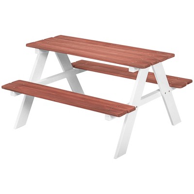 Weatherproof Brown and White Wooden Kids Picnic Table Set