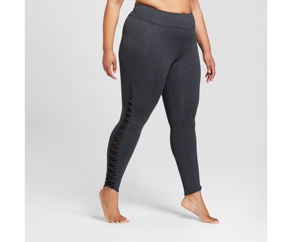Women's Plus Comfort Lattice 7/8 Leggings - JoyLab&#153; Charcoal Gray Heather 2X