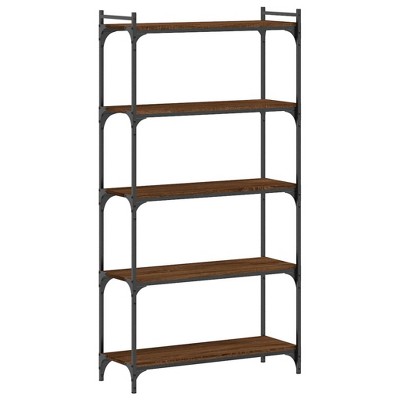 vidaXL Bookcase Brown oak Engineered Wood, Metal 60.6 in Height