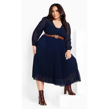City Chic | Women's Plus Size Love Pleat Dress - Black - 18w : Target