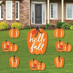 Big Dot of Happiness Fall Pumpkin - Yard Sign and Outdoor Lawn Decorations - Halloween or Thanksgiving Party Yard Signs - Set of 8 - 1 of 4