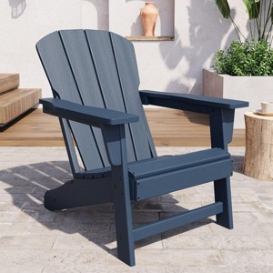 homfan Modern HDPE Plastic Adirondack Chair - Poly Lumber Weather Resistant Firepit Chair - with Wooden Textured - 1 of 4