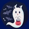 Junior's Design By Humans halloween ghost cat By ArtStyleAlice T-Shirt - 2 of 2