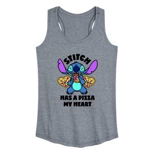 Women's - Lilo and Stitch - Stitch Has A Pizza My Heart Graphic Racerback Tank - 1 of 4