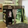 Polibi Full Size Loft Bed with Wardrobe, Desk, Blackout Curtains & RGB App-Controlled Lights - 3 of 4