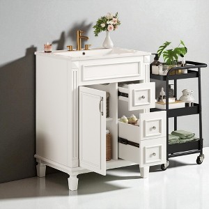 Mshliw 24 Inch Bathroom Vanity with Ceramic Sink, Modern Small Bathroom Cabinet with 2 Drawers and Adjustable Shelf, Soft Closing Door - 1 of 4
