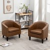 KINWELL Set of 2 PU Faux Leather Club Armchair with Nailheads - 3 of 4