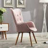 Pink Contemporary Silky Velvet Tufted Button Back Accent Chair - 3 of 4