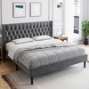 Bed Frame with Button Tufted Wingback Headboard - 3 of 4