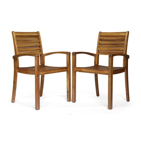 NicBex Outdoor Dining Chairs Set of 2 Modern Wood Frame Chairs Sturdy and Waterproof,Natural - image 1 of 4