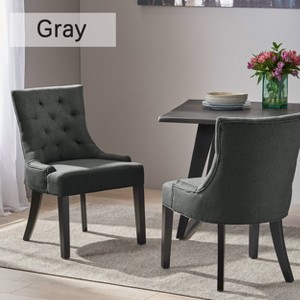 Hrinhom 21.5"W 2 Sets of Diamond Tufted Backrest Dining Chairs,Wooden Legs,Fabric - 1 of 4
