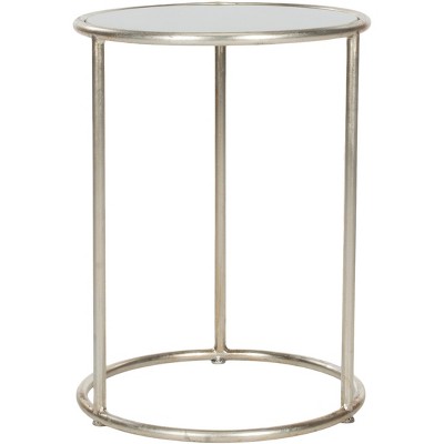 Shay Glass Top Silver Accent Table - Silver/Grey Glass - Safavieh