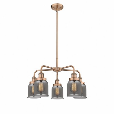 Bell - 5 Light Stem Hung Chandelier In Art Deco Style-14.75 Inches Tall and 23 Inches Wide
