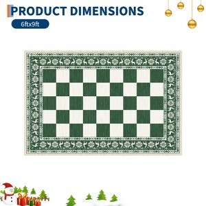 Christmas Plaid  Rug - Washable Non-Slip Reindeer Rug, Stain Resistant Foldable Floor Mat for Entryway, Porch, Bedroom, Multiple Sizes & Colors - 1 of 4