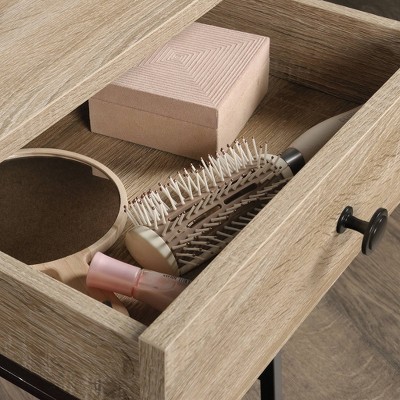 Charter Oak and Black Metal 1-Drawer Nightstand