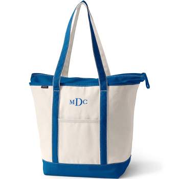 NEW Lands End Medium Zip Top Canvas Tote in Blue Ombre