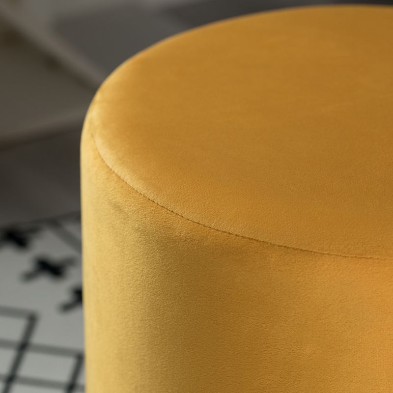 Fabulaxe Modern Round Velvet Fabric Standard Ottoman Stool with Gold Base, 5 of 8