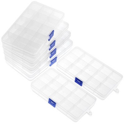 12 Pack 8 Grids Plastic Jewelry Organizer Box For Travel, Small Clear Bead  Storage Container With Adjustable Dividers, Removable Grid Compartment Earr