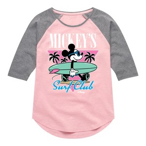 Girls' - Disney - Mickey & Friends Shirt Tail Raglan Graphic T-shirt - 1 of 4