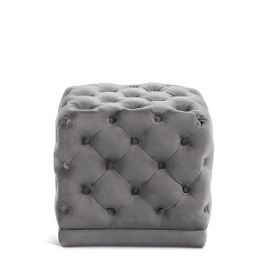 Meridian Furniture,Stella Velvet Ottoman/Stool - 1 of 4