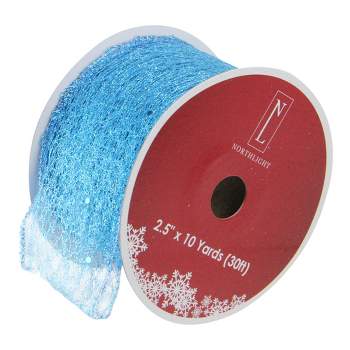 Northlight Glittering Blue Solid Wired Christmas Craft Ribbon 2.5" x 10 Yards