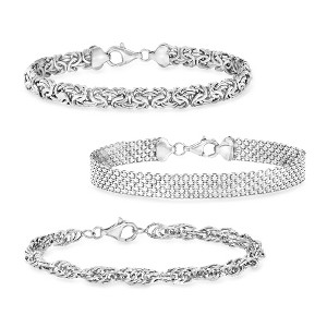 Ross-Simons Sterling Silver Jewelry Set: 3 Link Bracelets - 1 of 4