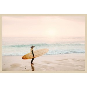 Amanti Art Surfer Cowgirl by Kathrin Pienaar Wood Framed Wall Art Print - 1 of 4