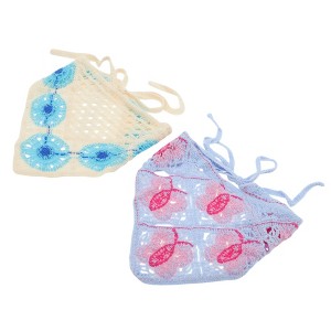 Unique Bargains Butterfly Sunflower Knitted Triangle Bandana Purple Beige 2 Pcs - 1 of 4