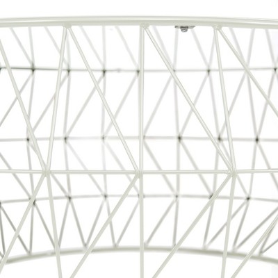 White Round Glass Top Coffee Table with Metal Base