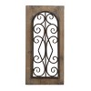Wood Scroll Window Inspired Wall Decor with Metal Scrollwork Relief Brown - Olivia & May: Rustic Vertical Art Sculpture - 4 of 4