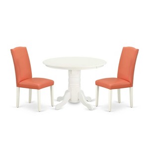 Round Dinette Set 3pc - 42" Table & 2 Parson Chairs - Pink Flamingo PU Leather - Eclectic Elegance - 1 of 4
