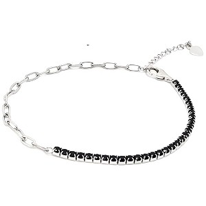 Paperclip Chain Half CZ Tennis Bracelet for Women Adjustable to 7.5" Sterling Silver Ginger Lyne Collection - 1 of 4