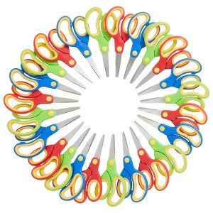 Juvale 24 Pack Blunt Tip Scissors - Classroom Scissors Bulk Pack for Student Crafts, DIY Art Projects (3 Colors, 5 Inch) - 1 of 4