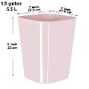 LunaLulinlk Pink 2 Pack 1.5 Gallon Square Trash Cans, Plastic Trash Cans for Home Office, Living Room, Study, Kitchen, Bathroom - 3 of 4