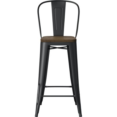 Carlisle Wood Seat Backed Barstool Matte Black - Threshold™